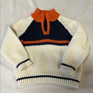 Janie and Jack Colorblocked Half Zip-Textured Sweater boy 2T blue orange white